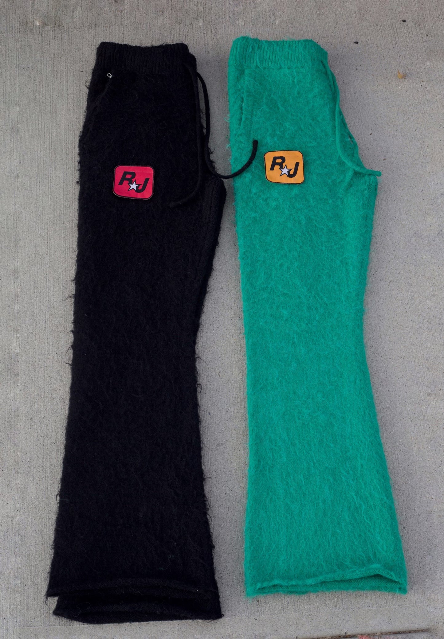 Green Mohair Flares